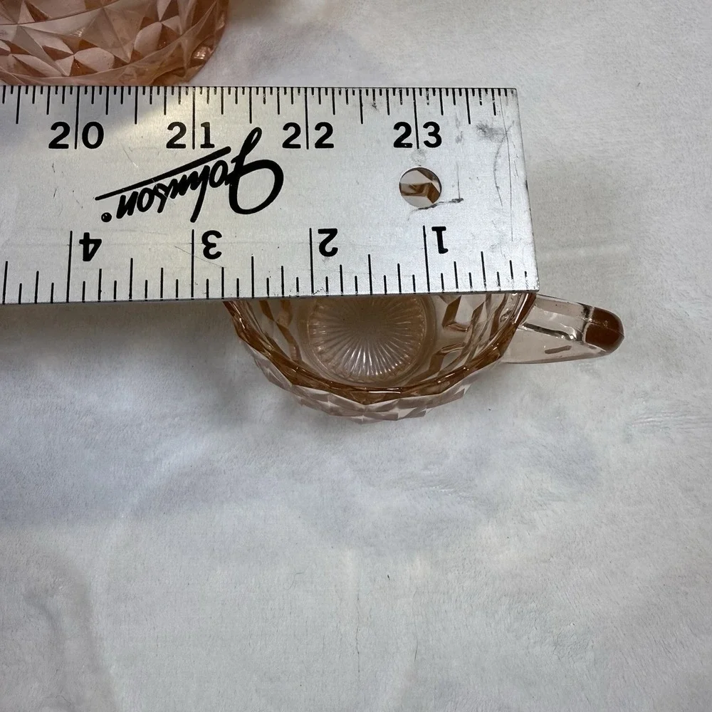 Vintage Jeannette Windsor Pink Depression Glass Pitcher Creamer Sugar Set 3pc